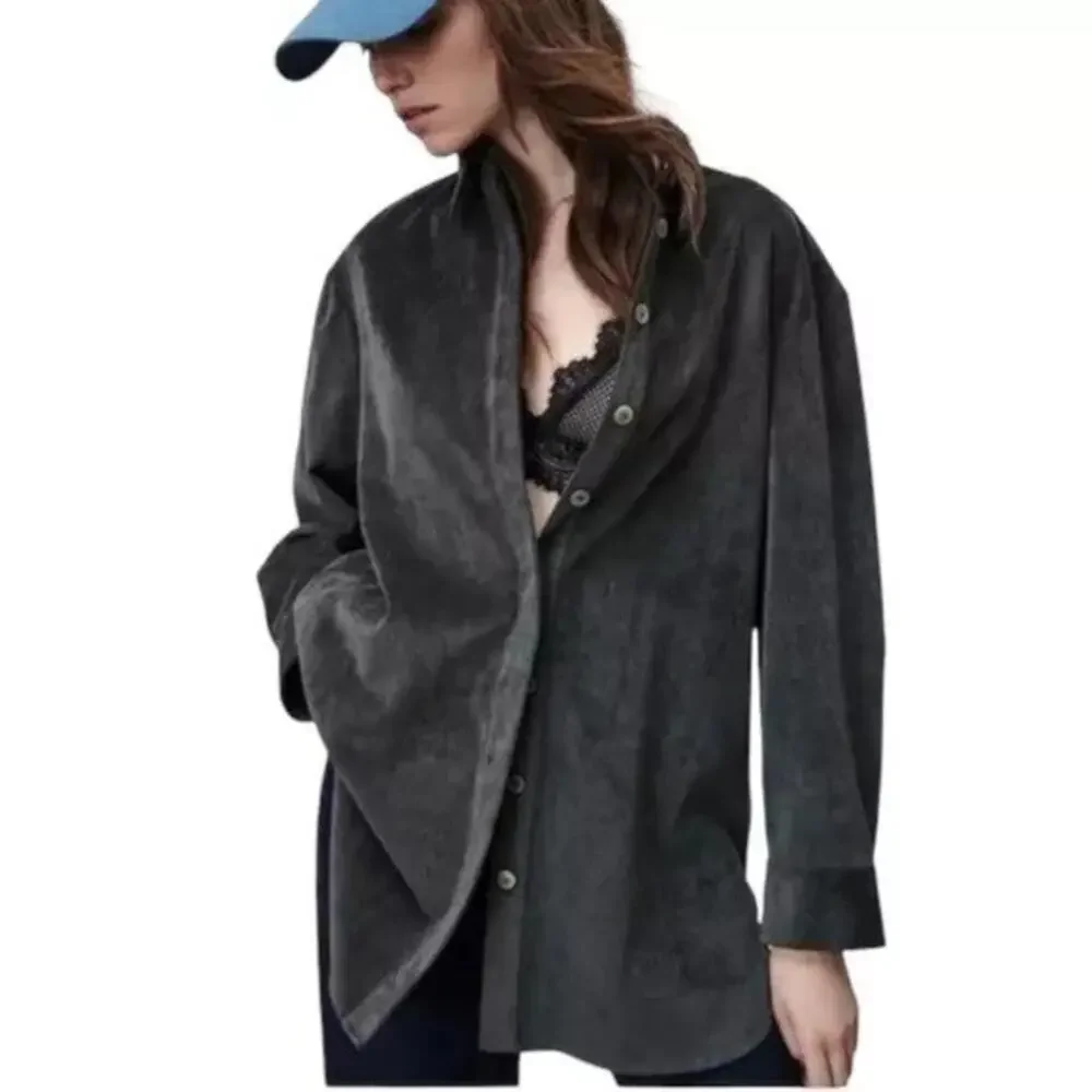 Zara Charcoal Button Down Shirt - Picture 1 of 11